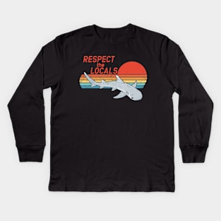 Respect the Locals Whitetip Reef Shark Kids Long Sleeve T-Shirt